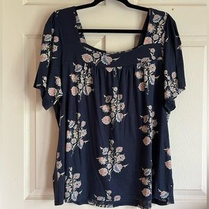 Lucky Brand navy, flowy top XL